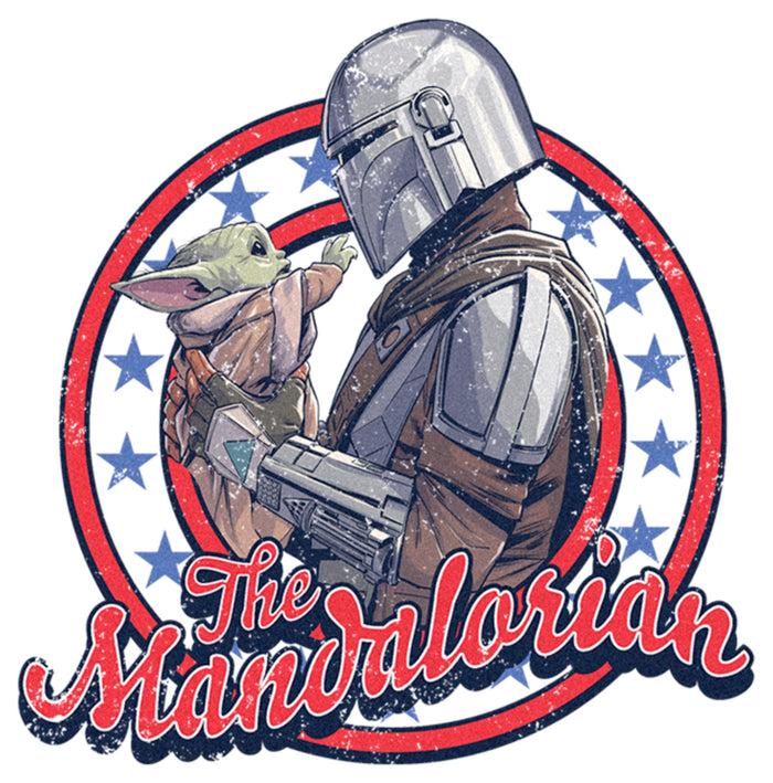 Fifth Sun Women's Star Wars: The Mandalorian Fourth Of July Grogu And Mando Frame T-Shirt