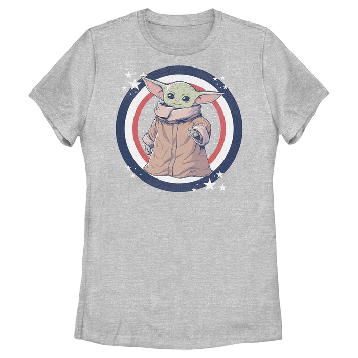 fifth sun Women's Star Wars: The Mandalorian Fourth of July Grogu Circle T-Shirt