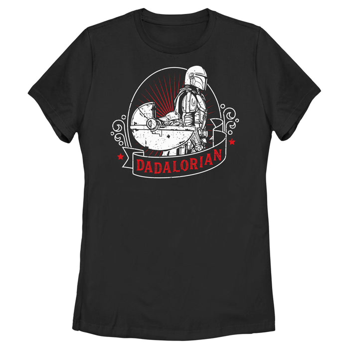fifth sun Women's Star Wars: The Mandalorian Grogu and Din Djarin Dadalorian Cradle Sketch T-Shirt