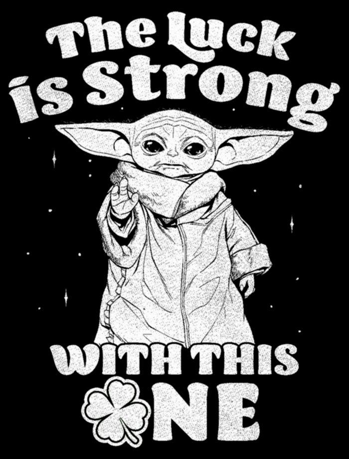 Fifth Sun Women's Star Wars: The Mandalorian Grogu St. Patrick's Day Stars Luck Is Strong With This One T-Shirt