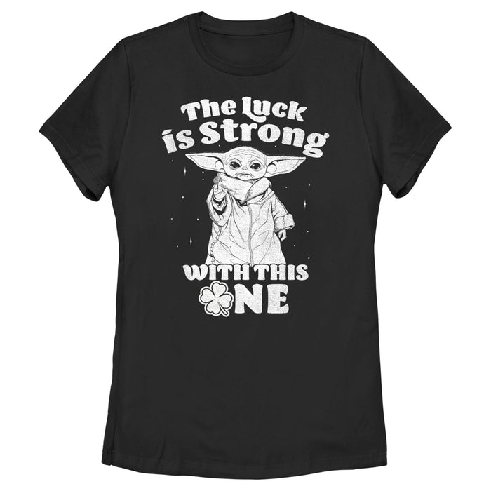 fifth sun Women's Star Wars: The Mandalorian Grogu St. Patrick's Day Stars Luck is Strong with this One T-Shirt