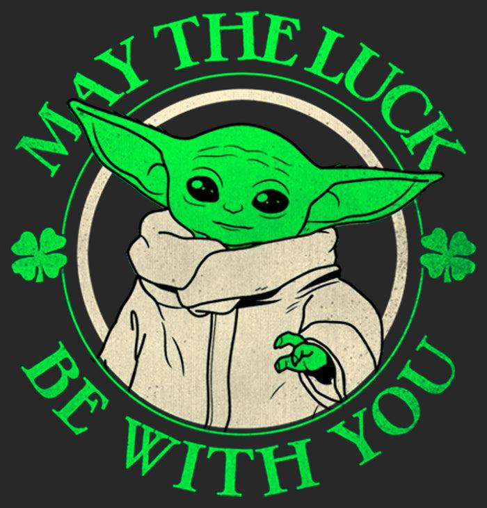 Fifth Sun Women's Star Wars: The Mandalorian Grogu St. Patrick's Day May The Luck Be With You T-Shirt