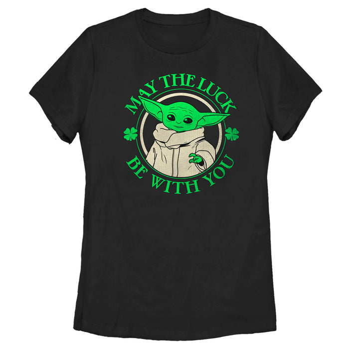 fifth sun Women's Star Wars: The Mandalorian Grogu St. Patrick's Day May the Luck Be With You T-Shirt
