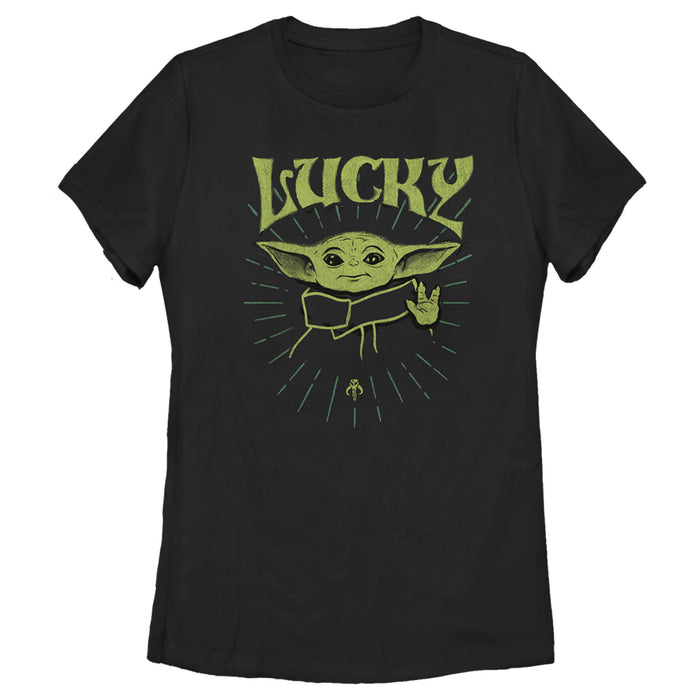 fifth sun Women's Star Wars: The Mandalorian Grogu St. Patrick's Day Force of Luck T-Shirt