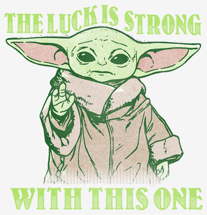 Fifth Sun Women's Star Wars: The Mandalorian Grogu St. Patrick's Day The Luck Is Strong With This One T-Shirt