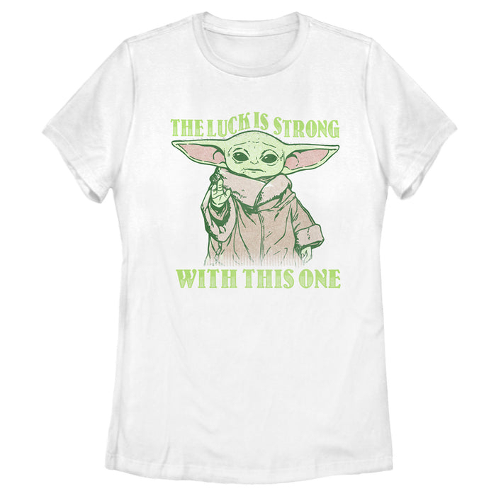 fifth sun Women's Star Wars: The Mandalorian Grogu St. Patrick's Day The Luck is Strong With This One T-Shirt