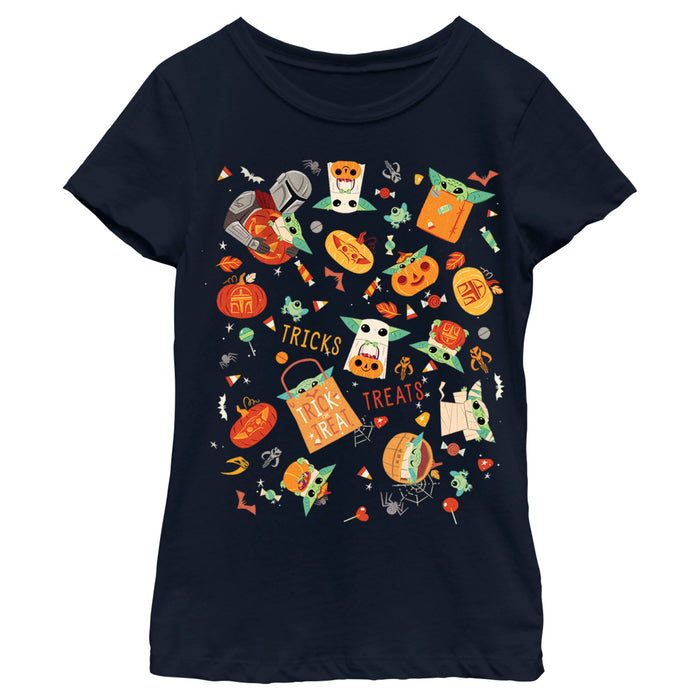 Fifth Sun Women's Star Wars: The Mandalorian Halloween Candy Collage T-Shirt