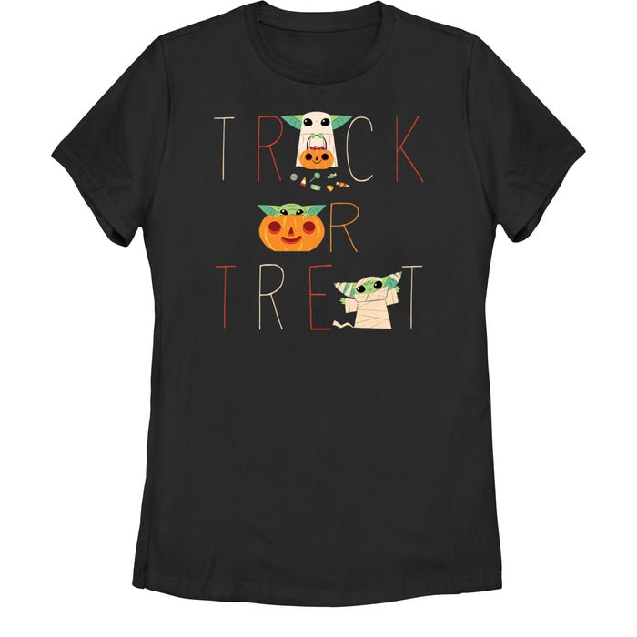 fifth sun Women's Star Wars: The Mandalorian Halloween Grogu Trick or Treat T-Shirt