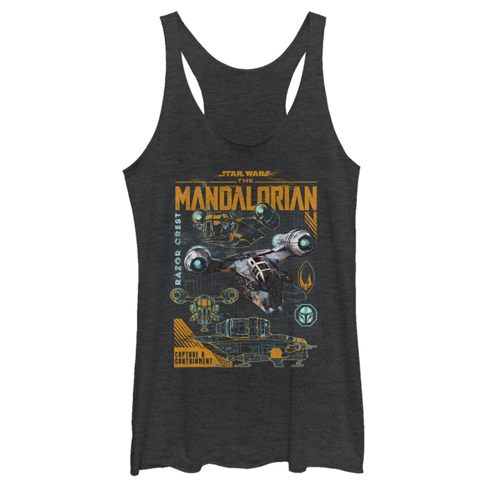 fifth sun Women's Star Wars: The Mandalorian Razor Crest Capture and Containment Racerback Tank Top