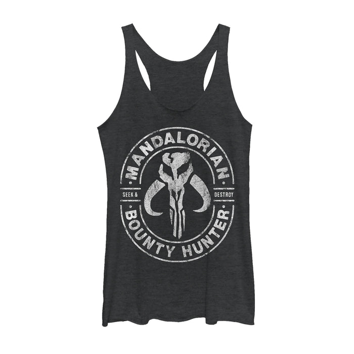 fifth sun Women's Star Wars: The Mandalorian Seek & Destroy Stamp Racerback Tank Top