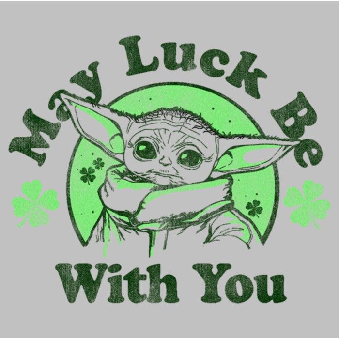 Fifth Sun Women's Star Wars: The Mandalorian St. Patrick's Day Grogu May Luck Be With You Distressed T-Shirt