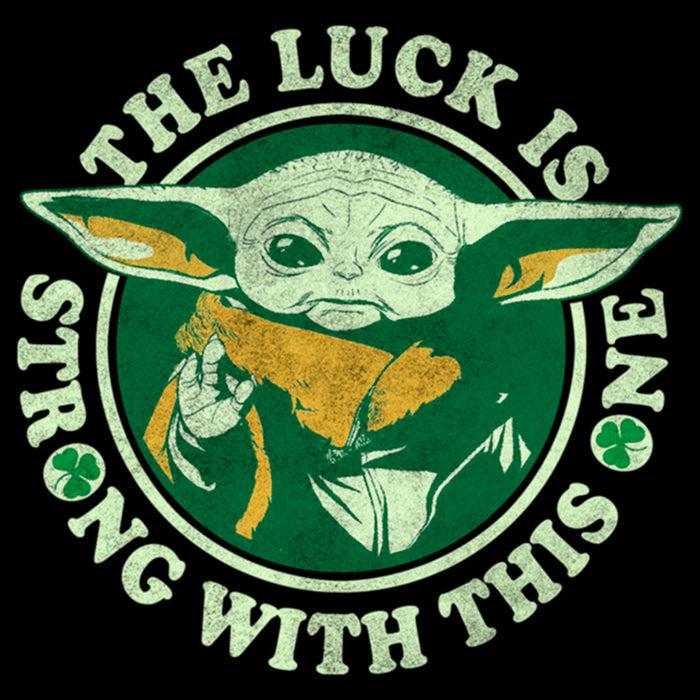Fifth Sun Women's Star Wars: The Mandalorian St. Patrick's Day Grogu Luck Is Strong With This One Distressed T-Shirt