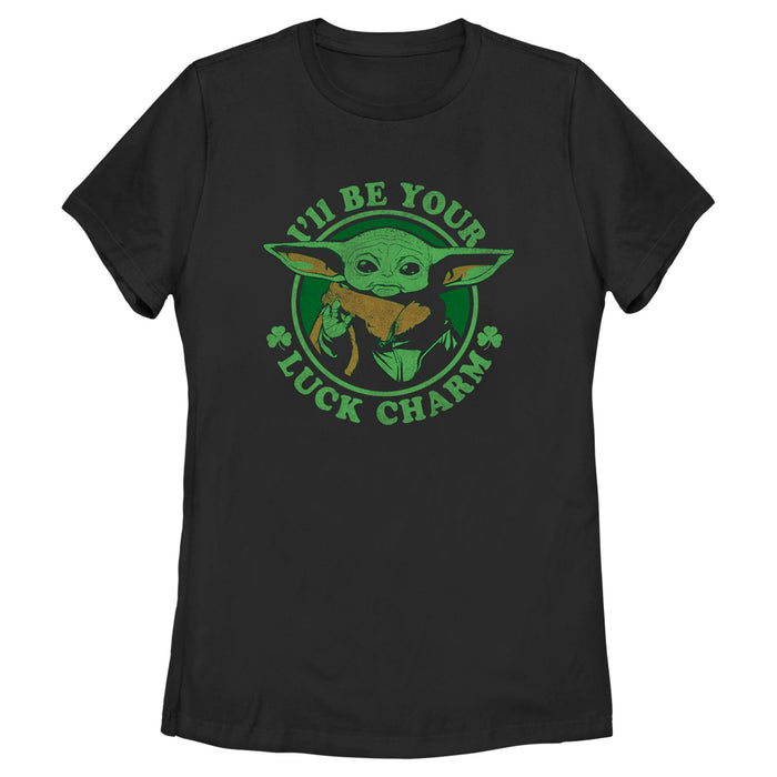 fifth sun Women's Star Wars: The Mandalorian St. Patrick's Day Grogu I'll be your Lucky Charm T-Shirt