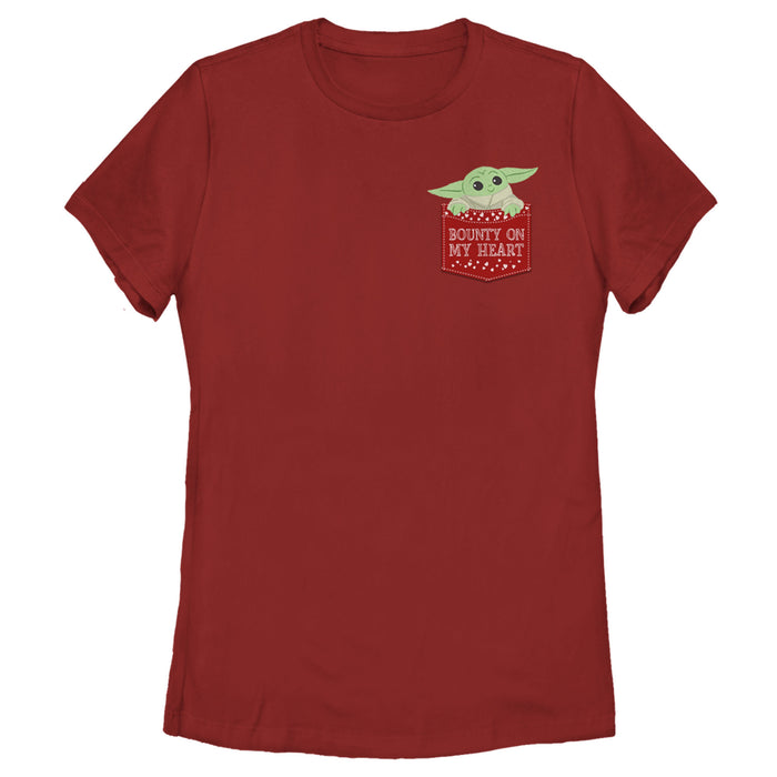 fifth sun Women's Star Wars: The Mandalorian The Child Bounty Heart Pocket T-Shirt