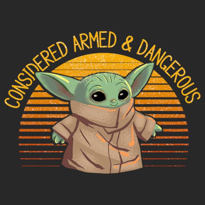Fifth Sun Women's Star Wars: The Mandalorian The Child Considered Armed And Dangerous T-Shirt