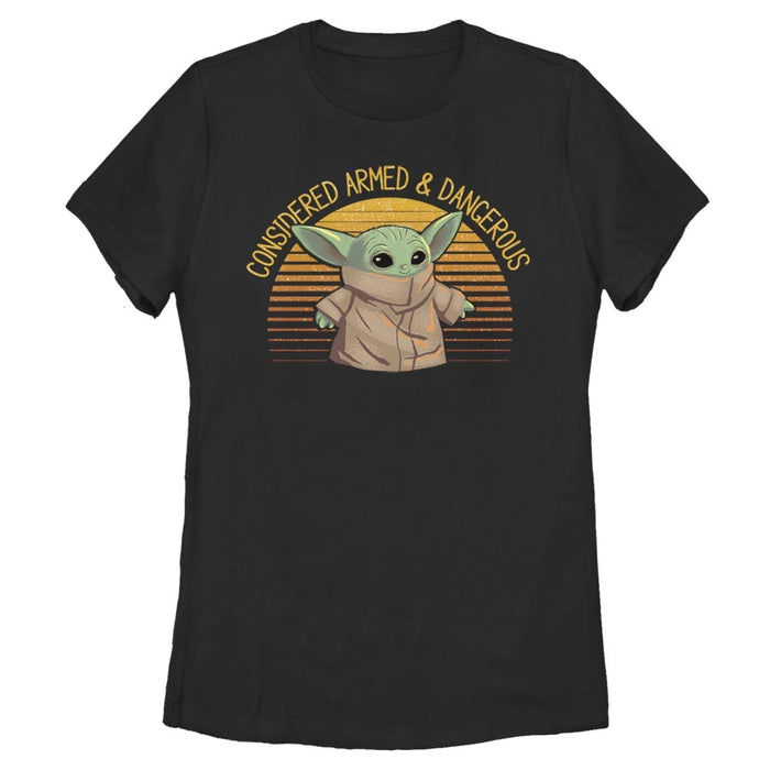 fifth sun Women's Star Wars: The Mandalorian The Child Considered Armed and Dangerous T-Shirt