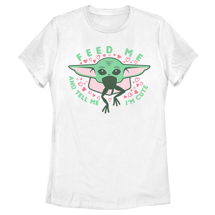 fifth sun Women's Star Wars: The Mandalorian Valentine's Day The Child Feed Me T-Shirt