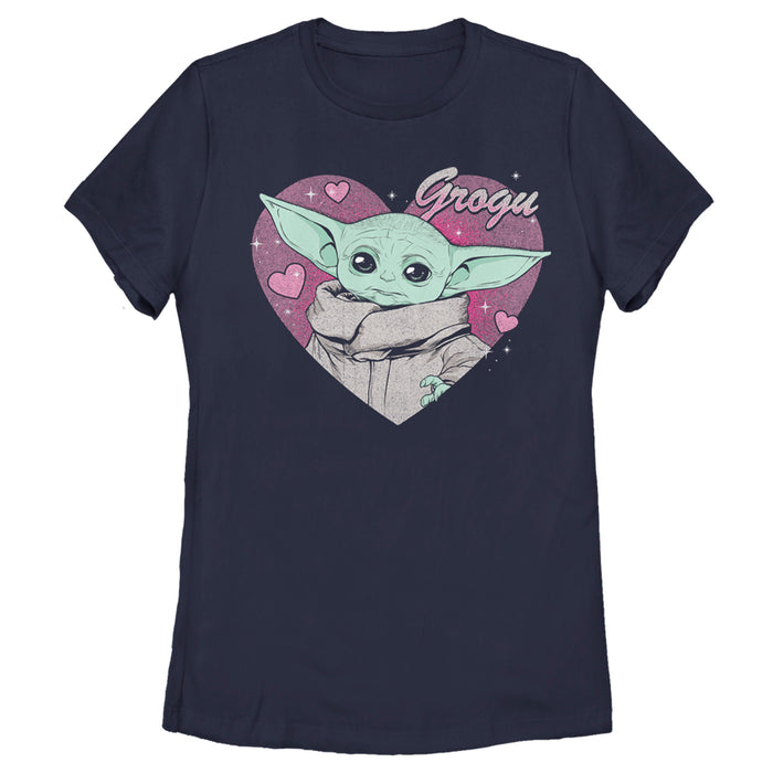 fifth sun Women's Star Wars: The Mandalorian Valentine's Day The Child Heart Portrait T-Shirt