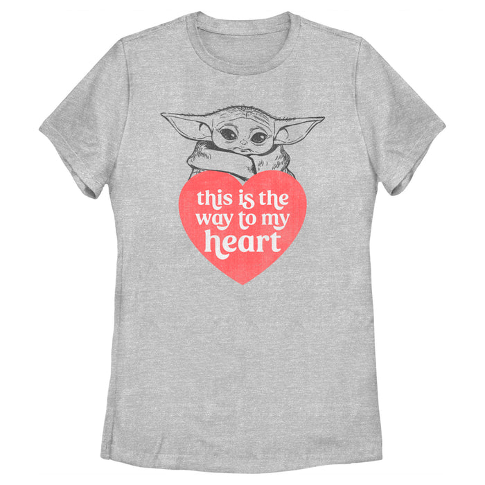 fifth sun Women's Star Wars: The Mandalorian Valentine's Day Grogu This is the Way to my Heart T-Shirt