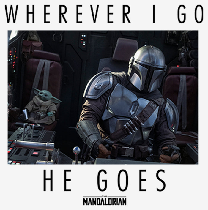 Fifth Sun Women's Star Wars: The Mandalorian Wherever I Go He Goes T-Shirt