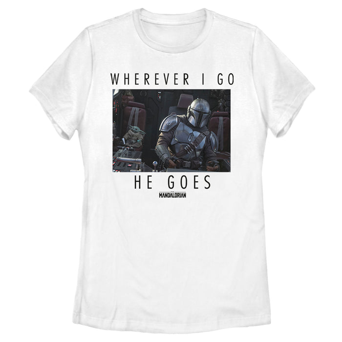 fifth sun Women's Star Wars: The Mandalorian Wherever I Go He Goes T-Shirt