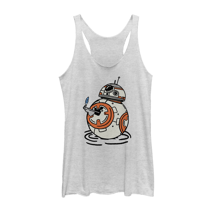 fifth sun Women's Star Wars: The Rise of Skywalker BB-8 Lighter Racerback Tank Top