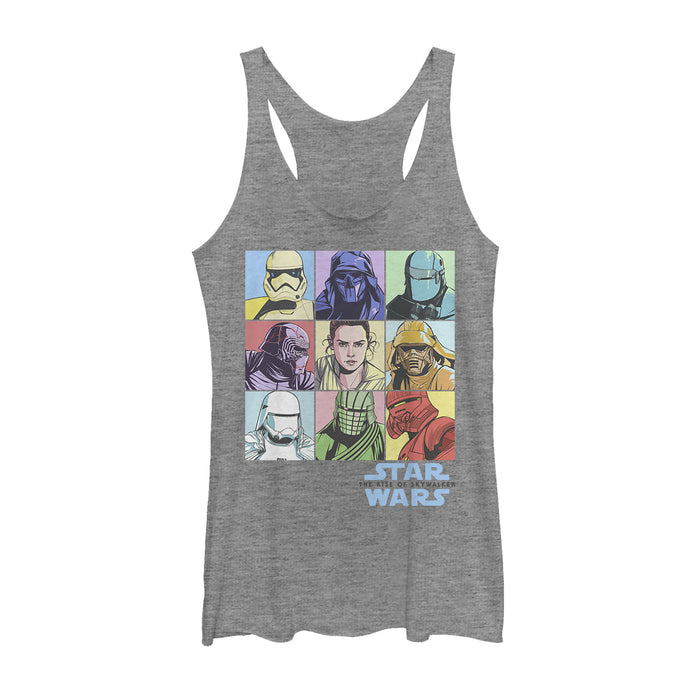 fifth sun Women's Star Wars: The Rise of Skywalker Pastel Character Box Racerback Tank Top