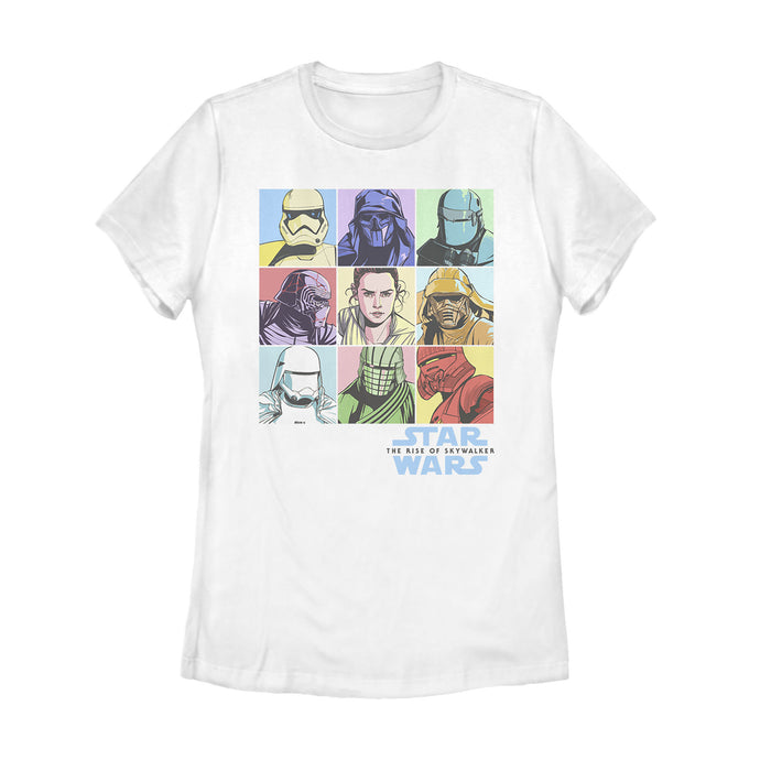 fifth sun Women's Star Wars: The Rise of Skywalker Pastel Character Box T-Shirt