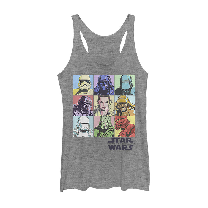 fifth sun Women's Star Wars: The Rise of Skywalker Pastel Character Bingo Racerback Tank Top