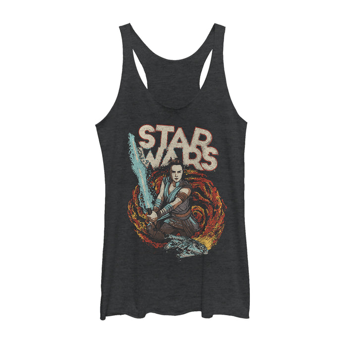 fifth sun Women's Star Wars: The Rise of Skywalker Rey Retro Swirl Racerback Tank Top