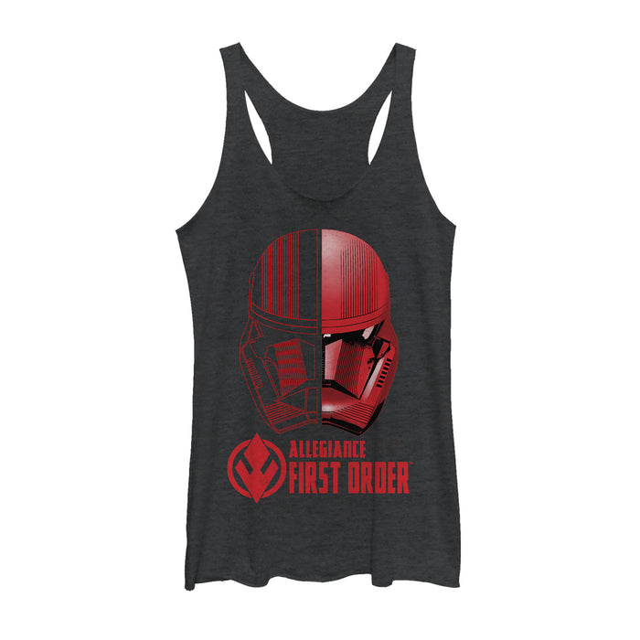fifth sun Women's Star Wars: The Rise of Skywalker Sith Trooper Dual Helmet Racerback Tank Top