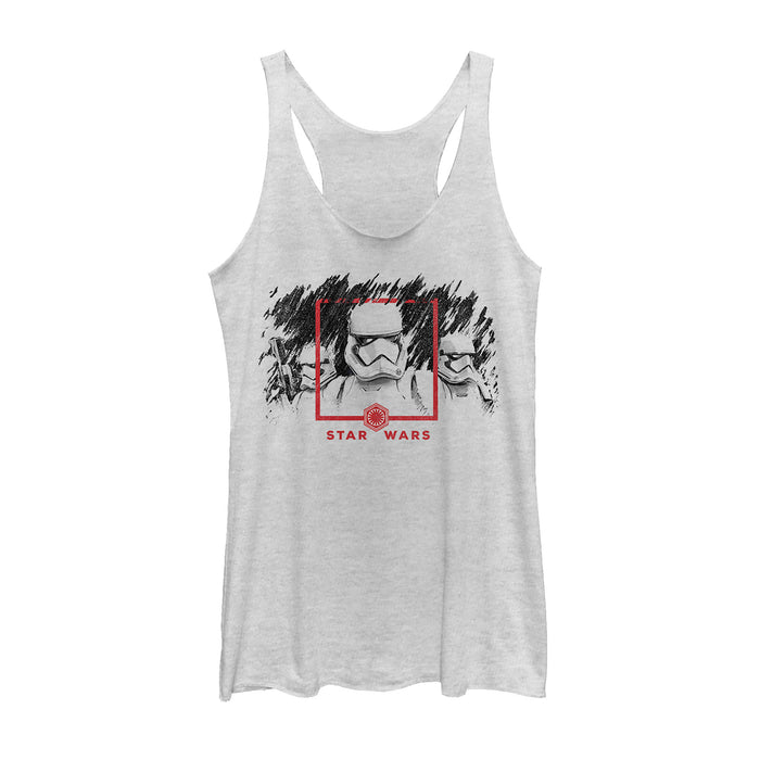 fifth sun Women's Star Wars: The Rise of Skywalker Stormtrooper Smudge Racerback Tank Top