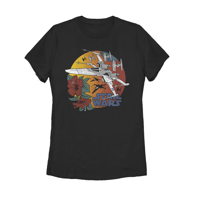 fifth sun Women's Star Wars: The Rise of Skywalker Tropical X-Wing T-Shirt
