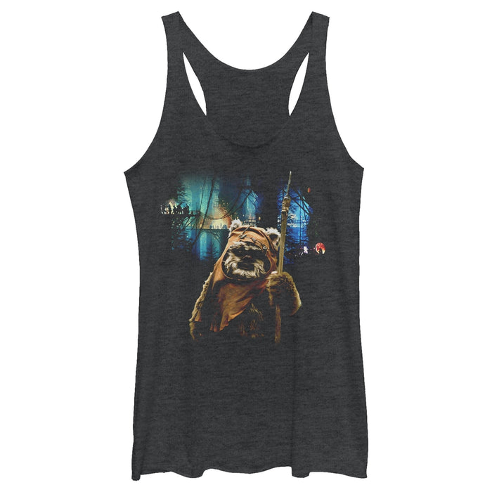 Fifth Sun Women's Star Wars Tree Village Wicket Ewok Racerback Tank Top