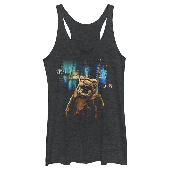 fifth sun Women's Star Wars Tree Village Wicket Ewok Racerback Tank Top