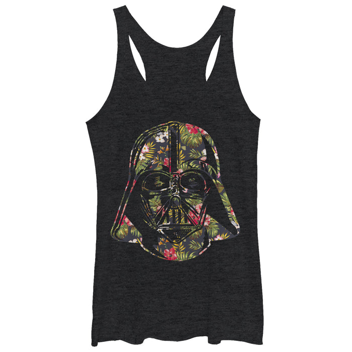 fifth sun Women's Star Wars Tropical Print Darth Vader Helmet Racerback Tank Top