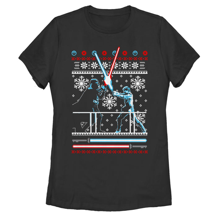 fifth sun Women's Star Wars Ugly Christmas Duel T-Shirt