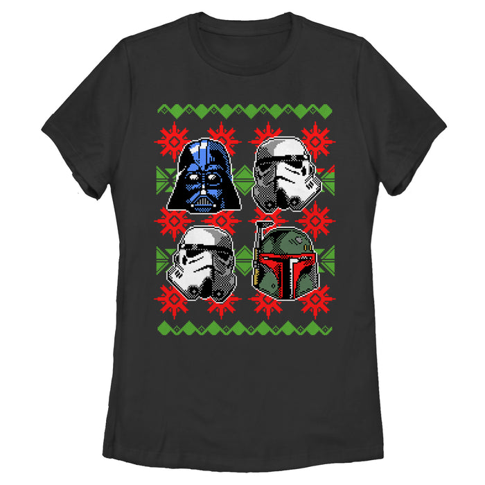 fifth sun Women's Star Wars Ugly Christmas Empire Helmets T-Shirt