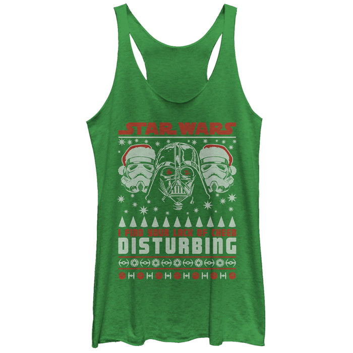fifth sun Women's Star Wars Ugly Christmas Lack Of Cheer Disturbing Racerback Tank Top