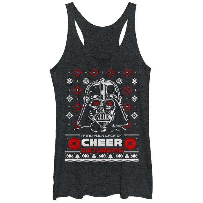 fifth sun Women's Star Wars Ugly Christmas Lack of Cheer Snowflake Racerback Tank Top