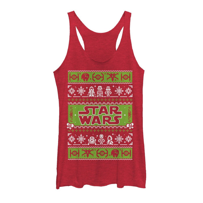 fifth sun Women's Star Wars Ugly Christmas Merry Side Racerback Tank Top