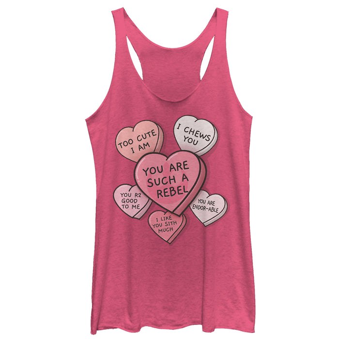 fifth sun Women's Star Wars Valentine Galactic Candy Hearts Racerback Tank Top