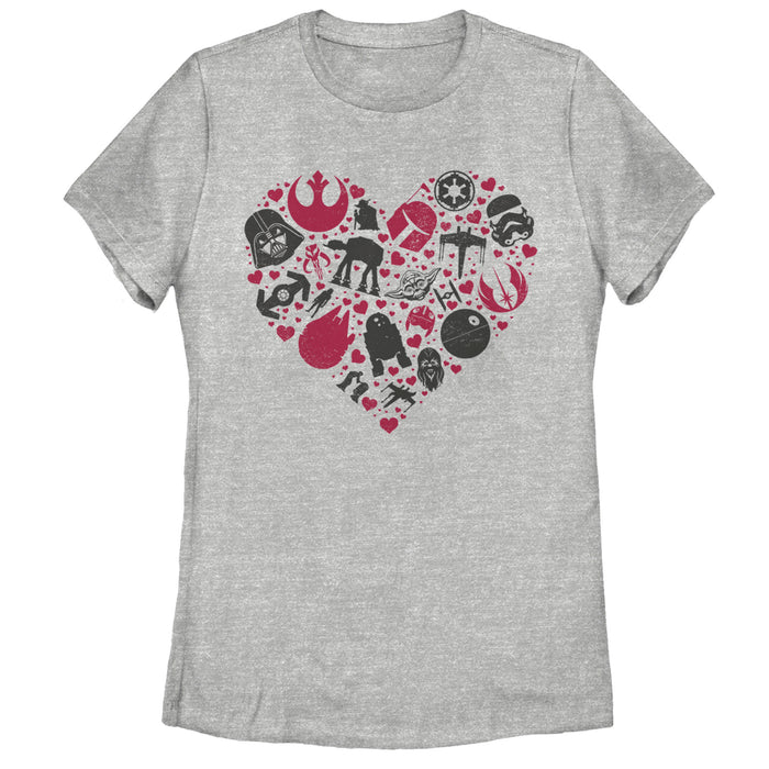 fifth sun Women's Star Wars Valentine's Day Heart Icons T-Shirt