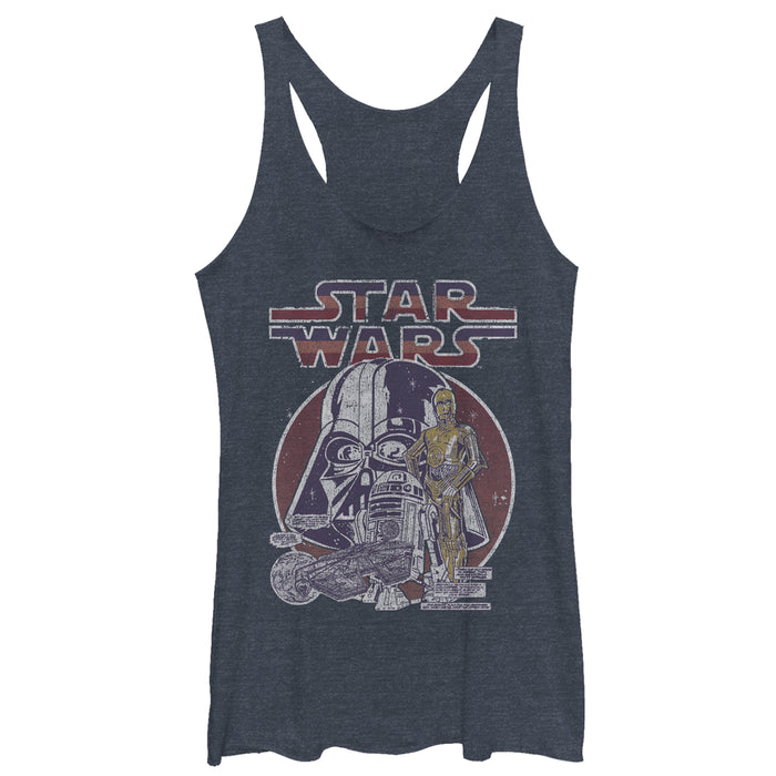 fifth sun Women's Star Wars Vintage Droid Circle Racerback Tank Top