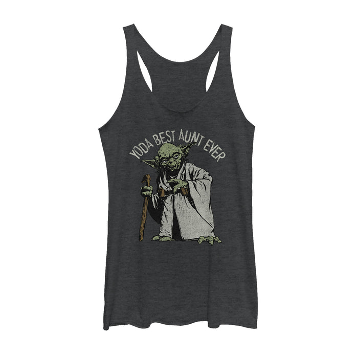 fifth sun Women's Star Wars Yoda Best Aunt Ever Racerback Tank Top