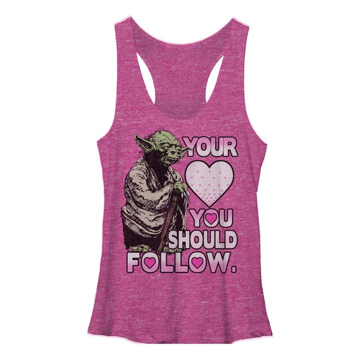 fifth sun Women's Star Wars Yoda Follow Your Heart Racerback Tank Top