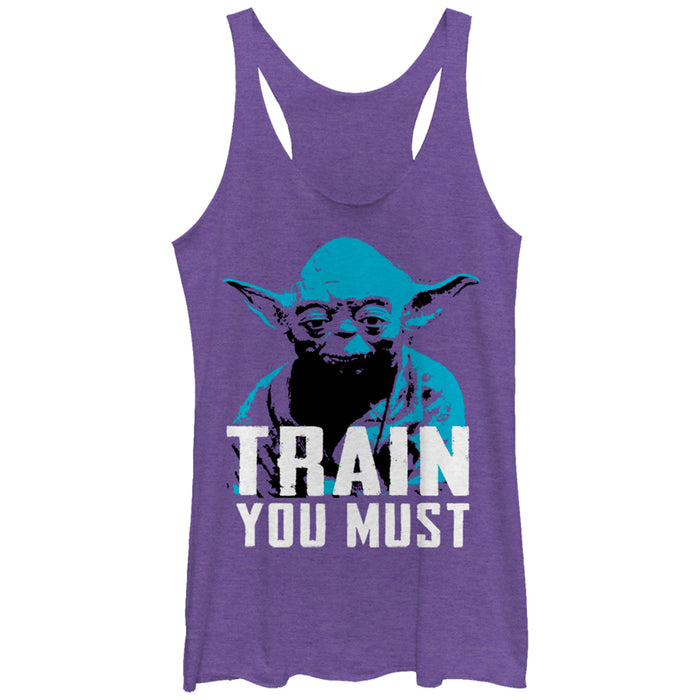 fifth sun Women's Star Wars Yoda Small You are Train You Must Racerback Tank Top