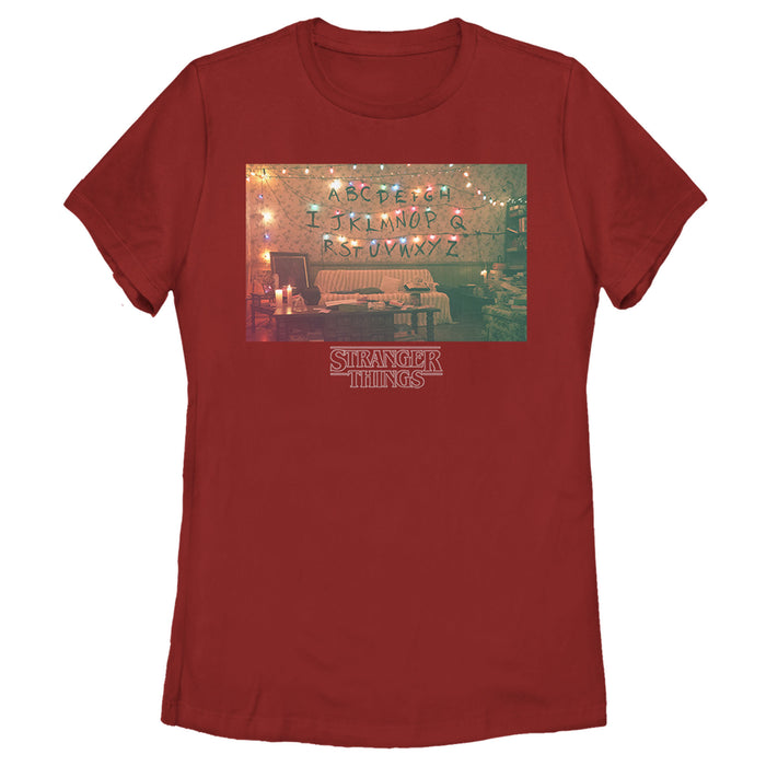 fifth sun Women's Stranger Things Christmas Lights Portrait T-Shirt