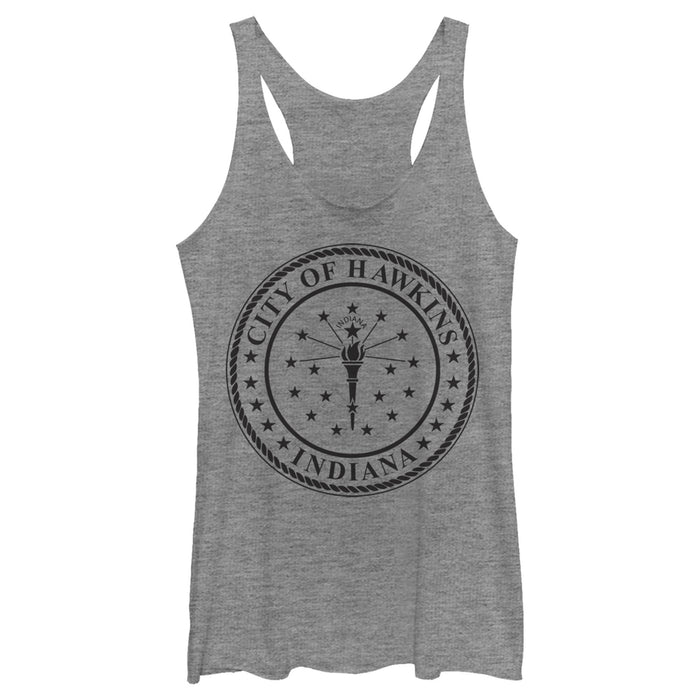 fifth sun Women's Stranger Things City of Hawkins Crest Racerback Tank Top