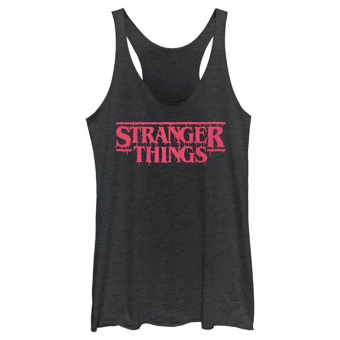 fifth sun Women's Stranger Things Dripping Logo Racerback Tank Top